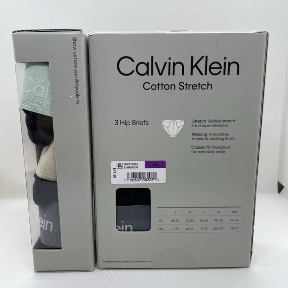 Calvin Klein Men's Cotton Stretch Hip Briefs 6 Pack XXL 2XL Classic Fit - Picture 2 of 5